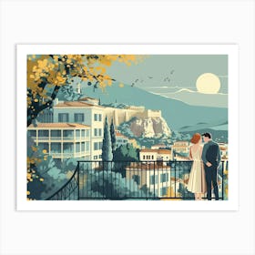 Romantic couple in Athens Greece Art Print