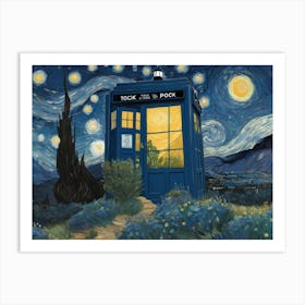 Tardis On Starry Nighy Vam Gogh Nature 2 Art Print