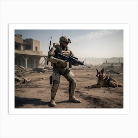 Soldier And Dog 1 Art Print
