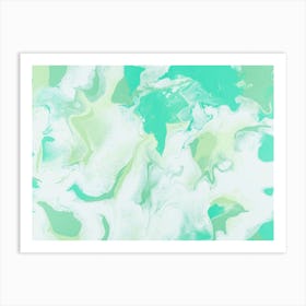 Green And White Abstract Painting Art Print