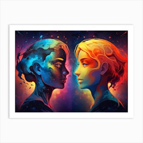 Two Women Facing Each Other Art Print