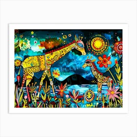 Serengeti Giraffe - Batik Bouquet Art Print