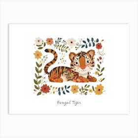 Little Floral Bengal Tiger 1 Poster Art Print