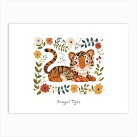 Little Floral Bengal Tiger 1 Poster Poster