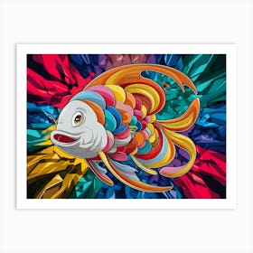 Fish In A Colorful Background Art Print