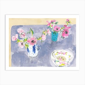 Anemones And Decorative Bowl Art Print