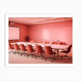 A Modern Conference Room With A Pink Color Scheme Art Print