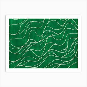 Green Wavy Lines Art Print