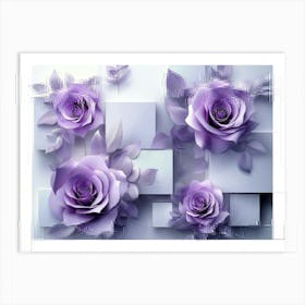 3d Modern Art with Blue Butterfly 1 Art Print