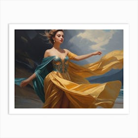 Woman In A Yellow Dress 2 Art Print