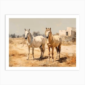 Horses Painting In Rajasthan, India, Landscape 2 Art Print