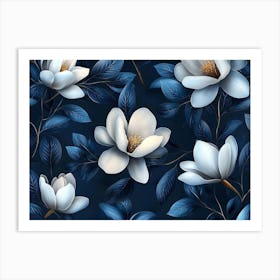 Magnolia Flower Wallpaper Art Print