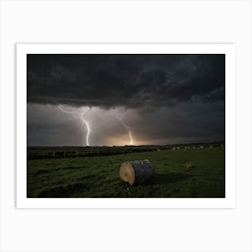 Lightning Over A Field Art Print