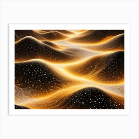 Abstract Landscape With Glowing, Golden Lines And A Sense Of Depth And Perspective Art Print