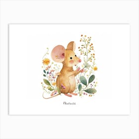 Little Floral Mouse 3 Poster Art Print