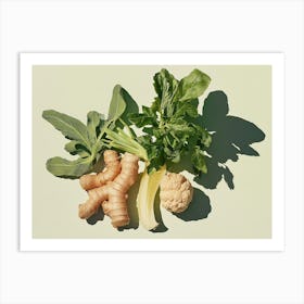 Vegetables On A Green Surface Art Print