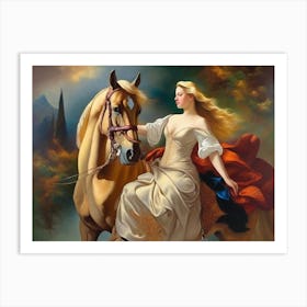 Woman Riding A Horse 8 Art Print