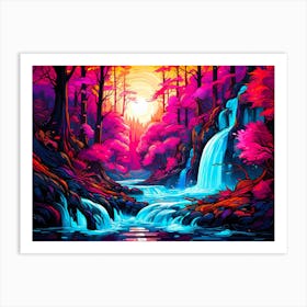 Dan Mumford Style Waterfall Art Print