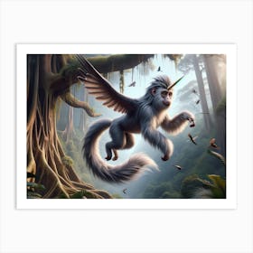Magical Unimonkey Unicorn-Monkey Fantasy Art Print