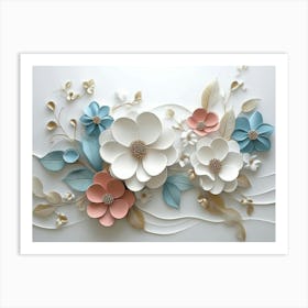 3d Flowers White Background 2 Art Print