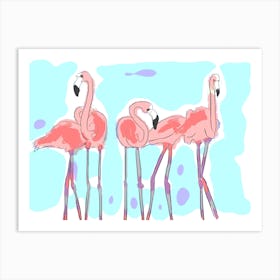 The Three Flamingos Art Print
