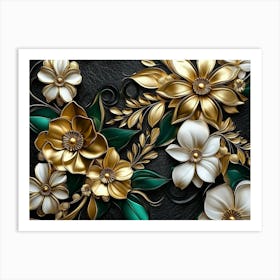 Gold Flowers 28 Art Print