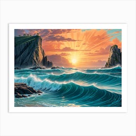 Sunset At The Beach Art Print