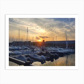 Sunset over Swansea Marina Art Print