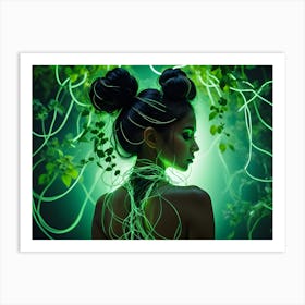 Green Woman In The Forest Art Print