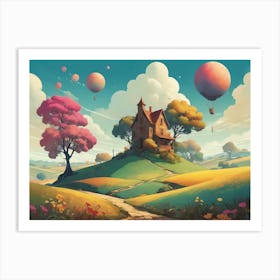 House With Balloons Art Print