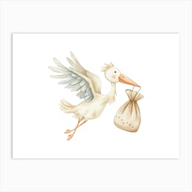 Stork With Bag Art Print