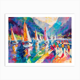 Sailboats On The Lake Art Print