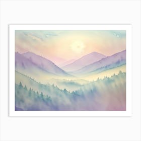 Watercolor Mountains Canvas Art Art Print