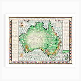 Poster A Map Of Australia (1930), By Macdonald Gil Art Print
