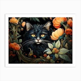 Contemporary Floral Cat 8 Art Print