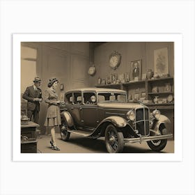 Old Car Showroom Art Print