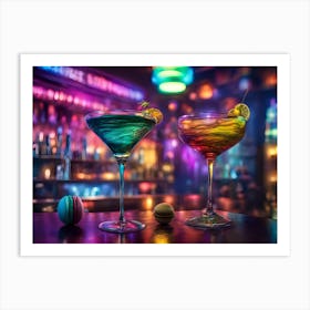 Colorful Cocktails In A Bar Art Print