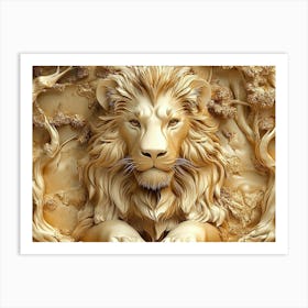 3d Golden Lion Art Print