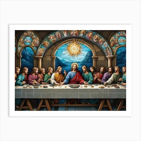 Stained Glass of Jessus Last Supper Art Print