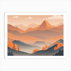 Misty mountains horizontal background in orange tone 86 Art Print