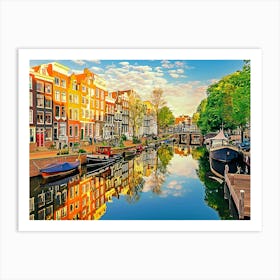 Traditional Dutch Houses Along The Canal In Jordaan District, Amsterdam Art Print