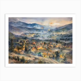 Village At Sunset 1 Art Print