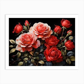 Default A Stunning Watercolor Painting Of Vibrant Red Roses Be 2 (1) Art Print