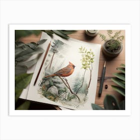 Cardinal In The Forest Art Print