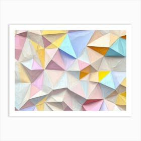 Pastel Abstract Triangles Poly Colors Geometric Background Art Print