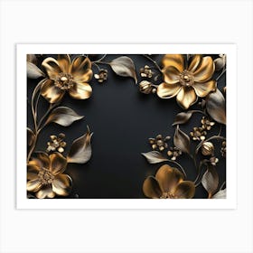 Gold Floral Frame 4 Art Print