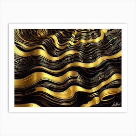 Gold Waves Abstract modern Golden art Art Print