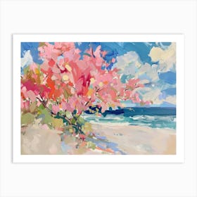 Pink Tree On The Beach Art Print