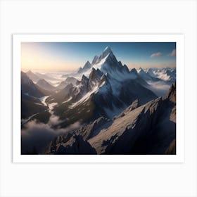 Breathtaking Panorama From The Mountain Summit Art Print