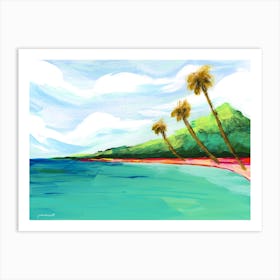 Hawaiian Palm Tree Beach Landscape Art Print